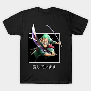 roronoa zoro with sword in action T-Shirt